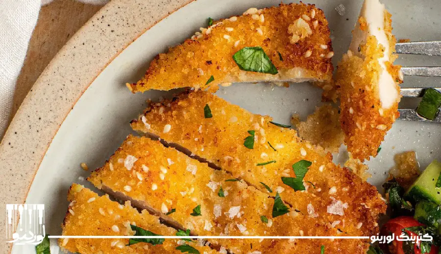 طرز تهیه شنیسل مرغ رستورانی در خانه ( به همراه مواد اولیه دقیق ) 1 طرز تهیه شنیسل مرغ رستورانی