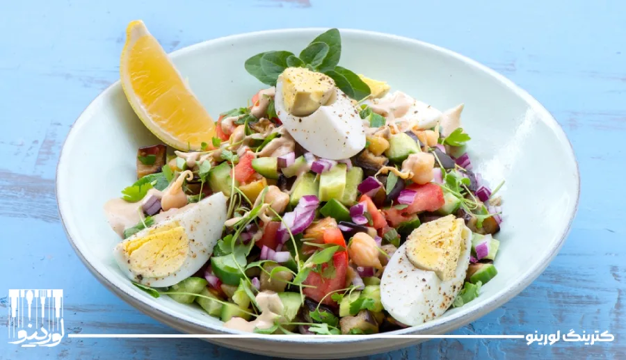 غذای سالم و رژیمی ( طرز تهیه انواع غذاهای رژیمی خوشمزه ) 1 Egg and chickpea salad